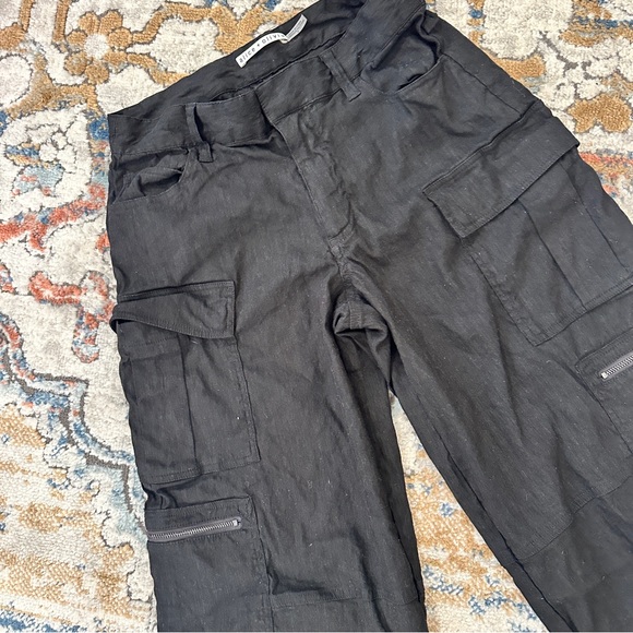 Alice + Olivia CAY BAGGY CARGO LINEN PANT in Black sz 6 - Picture 6 of 11